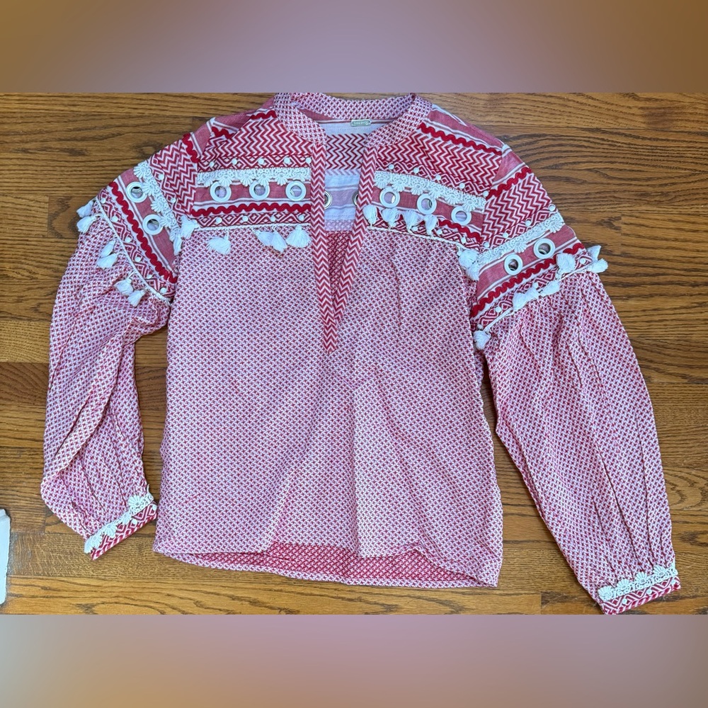 Dodo Bar Or Pink and White Patterned Embroidered Tunic